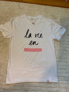 Women's 'la vie en' Graphic Short Sleeve Tee - White/Pink